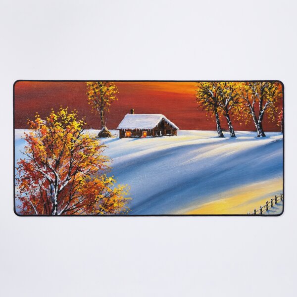 Item preview, Lucid Winter Sunrise Over a Snowy Village designed and sold by MarlinMatt.