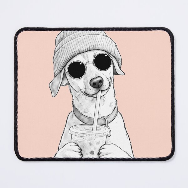 Item preview, Cool Dog Drinking Bubble Tea designed and sold by LinaDesign Store.