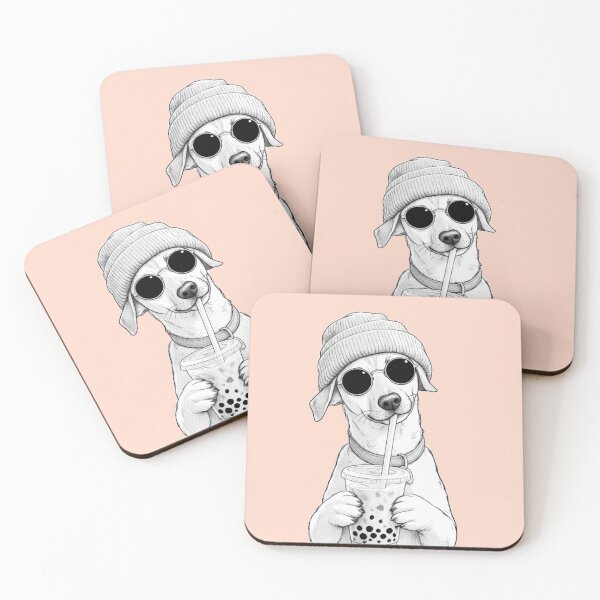 Item preview, Cool Dog Drinking Bubble Tea  designed and sold by LinaDesign Store.