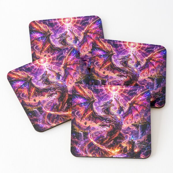 Item preview, Cosmic Storm Dragon – Purple Lightning Fantasy Dragon Design designed and sold by DrakariArt.