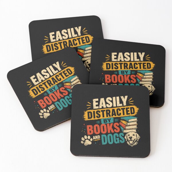 Item preview, Easily Distracted By Books And Dogs Reading Bookworm Dog Lover Pet Owner designed and sold by HumansStuck12.