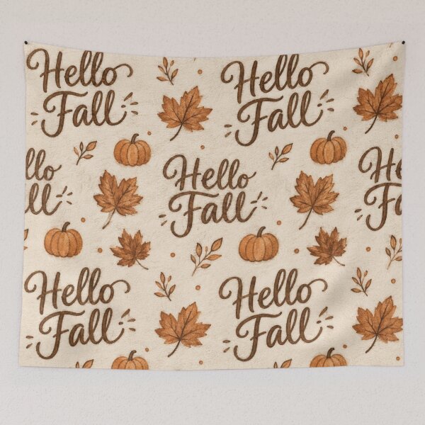 Item preview, Hello Fall Maple Leaf Autumn Typography designed and sold by Yellowriversss.