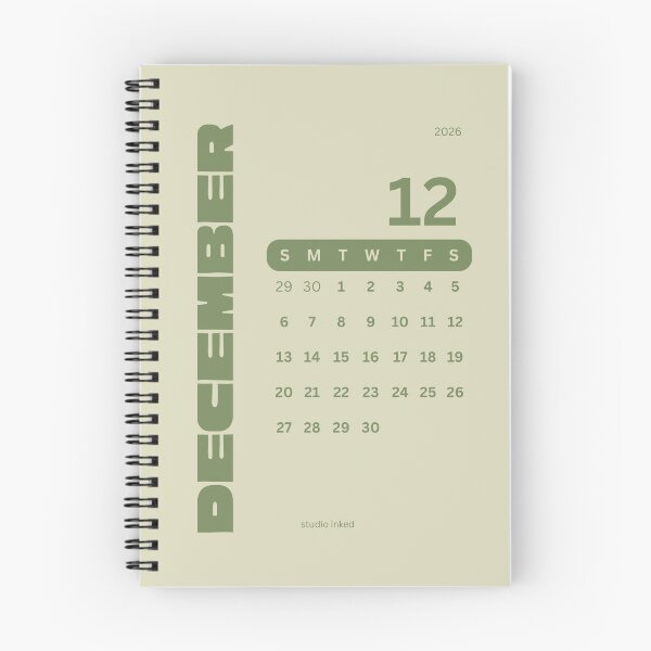 Item preview, December 2026 Monthly Calendar designed and sold by studio-inked.