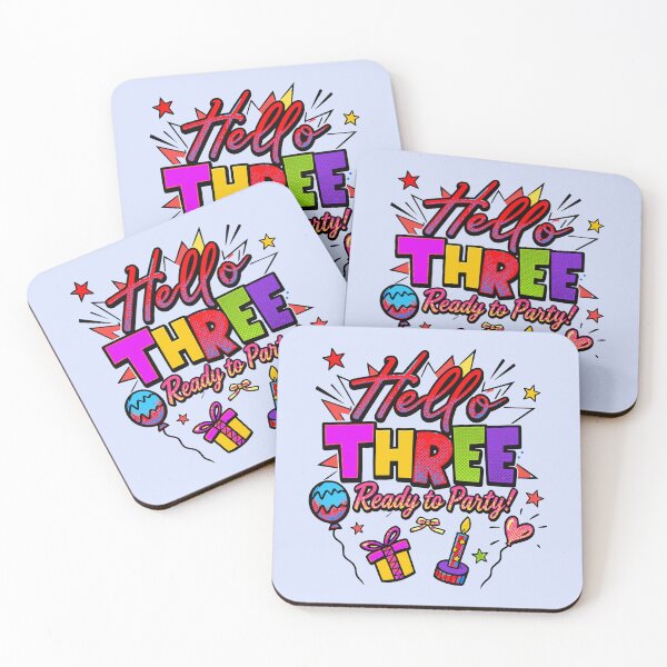 Item preview, Hello Three Ready To Party 3rd Birthday Pop Art Comic Kids Celebration Graphic designed and sold by illeN-Art-World.