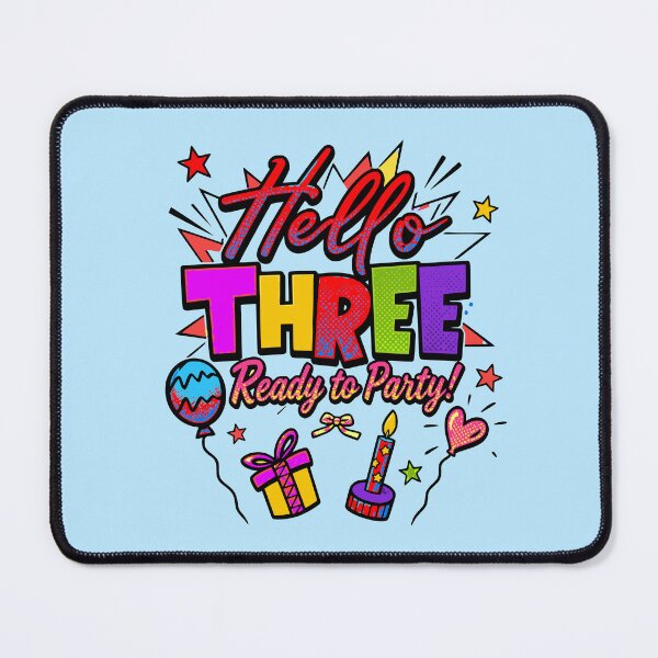 Item preview, Hello Three Ready To Party 3rd Birthday Pop Art Comic Kids Celebration Graphic designed and sold by illeN-Art-World.