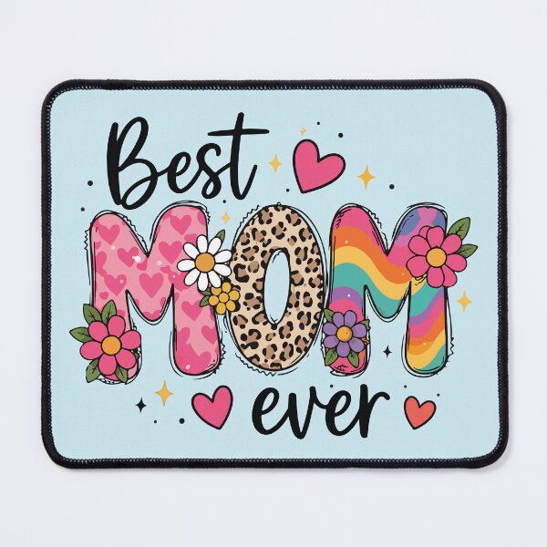 Item preview, Best Mom Ever Retro Leopard Floral Mom Desige Colorful Rainbow Heart designed and sold by BrownHorse90s.