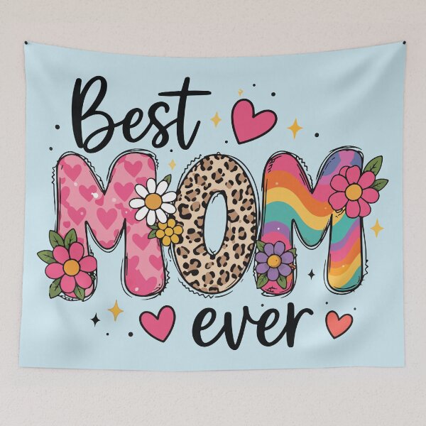 Item preview, Best Mom Ever Retro Leopard Floral Mom Desige Colorful Rainbow Heart designed and sold by BrownHorse90s.