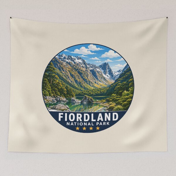 Item preview, Fiordland National Park New Zealand Vintage Fjord & Mountain Landscape designed and sold by Gideon Emmerich.