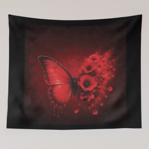 Item preview, Artistic Butterfly Metaphor on Deep Red Background 2 designed and sold by Lucia Amaris Art.