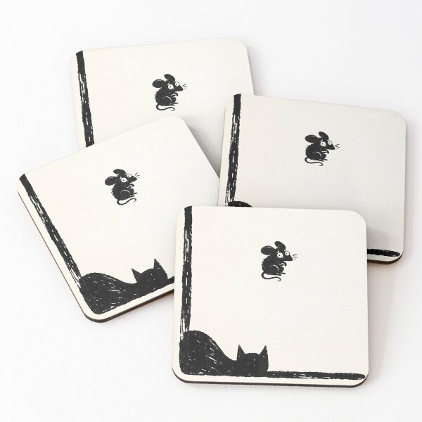 Item preview, Uh Oh! Frightened Mouse and Lurking Cat Silhouette designed and sold by Gigglink.