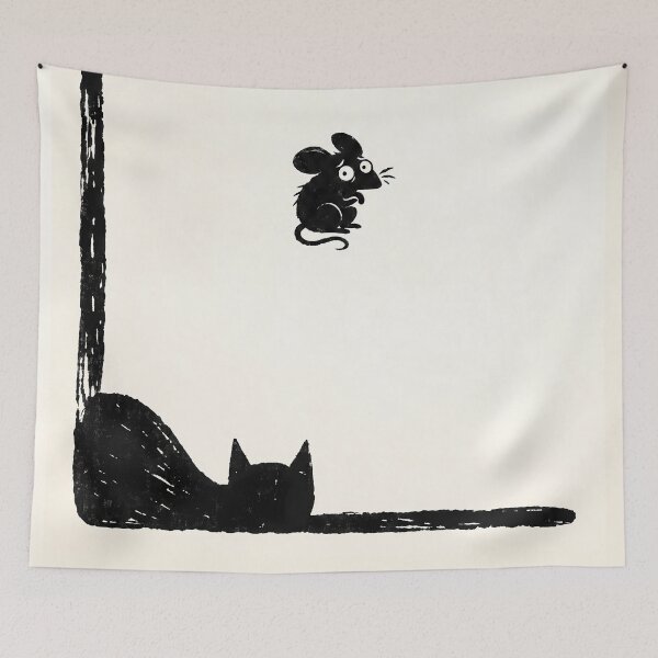 Item preview, Uh Oh! Frightened Mouse and Lurking Cat Silhouette designed and sold by Gigglink.