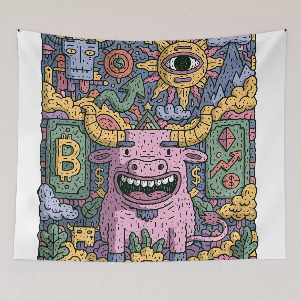 Item preview, Vibrant Bull Market Mania Art designed and sold by Romgora.