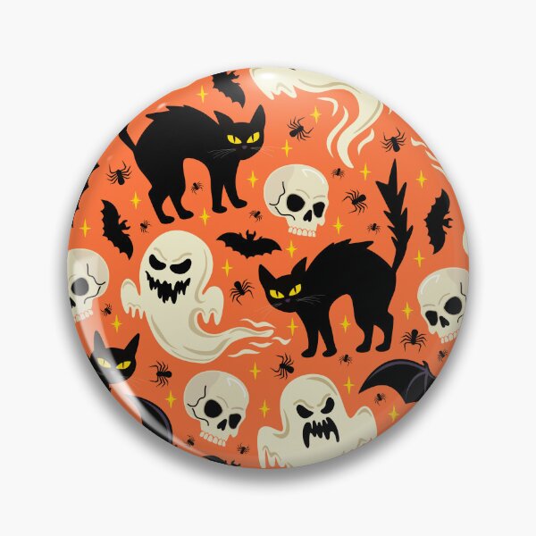 Item preview, Spooky Black Cat & Ghost Halloween Seamless Pattern | Cute Gothic Autumn Design designed and sold by romyca creation_22.