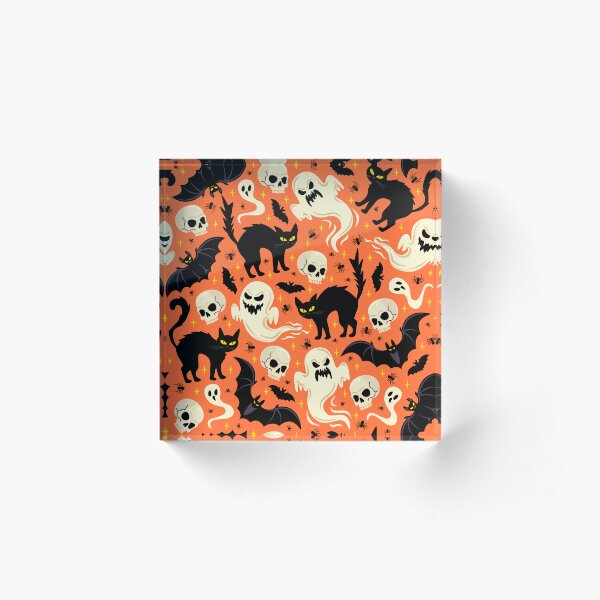 Item preview, Spooky Black Cat & Ghost Halloween Seamless Pattern | Cute Gothic Autumn Design designed and sold by romyca creation_22.