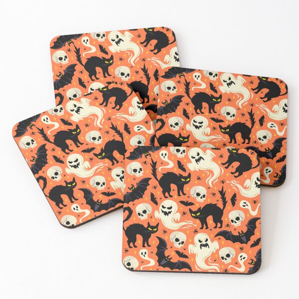 Item preview, Spooky Black Cat & Ghost Halloween Seamless Pattern | Cute Gothic Autumn Design designed and sold by romyca creation_22.