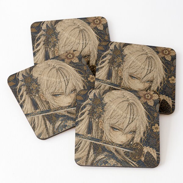 Item preview, Elegant White-Haired Samurai Maiden | Japanese Floral Fantasy Anime Art designed and sold by Dyan4.