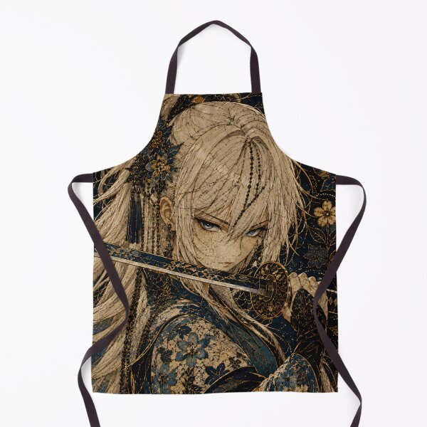 Item preview, Elegant White-Haired Samurai Maiden | Japanese Floral Fantasy Anime Art designed and sold by Dyan4.