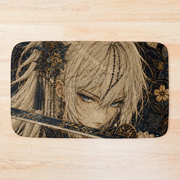 Item preview, Elegant White-Haired Samurai Maiden | Japanese Floral Fantasy Anime Art designed and sold by Dyan4.