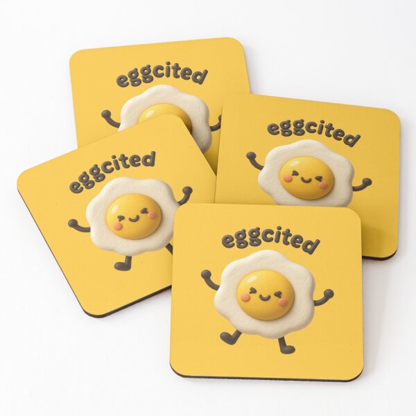 Item preview, Eggcited | Cute Fried Egg Kawaii Character | Funny Breakfast Food Pun designed and sold by Eathusiast.