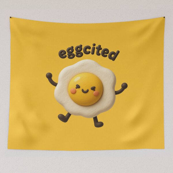 Item preview, Eggcited | Cute Fried Egg Kawaii Character | Funny Breakfast Food Pun designed and sold by Eathusiast.