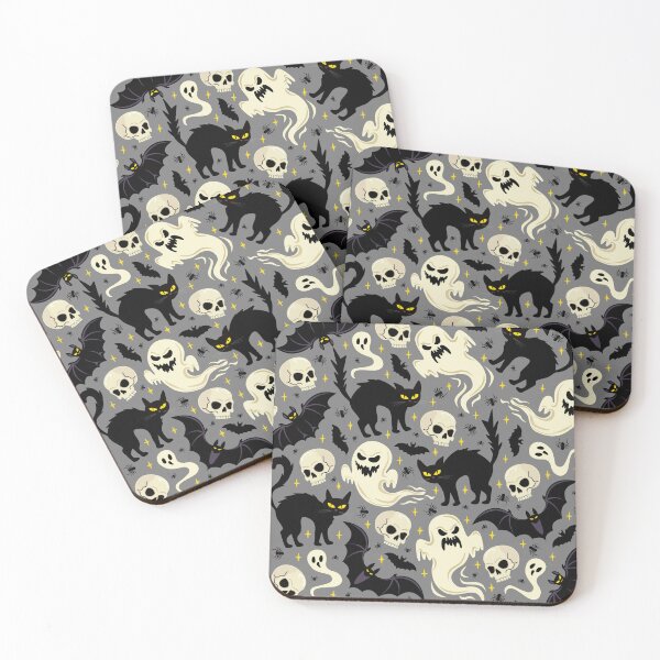 Item preview, Cute Halloween Ghosts, Black Cats & Bats Seamless Pattern | Spooky Kawaii Autumn Design designed and sold by romyca creation_22.