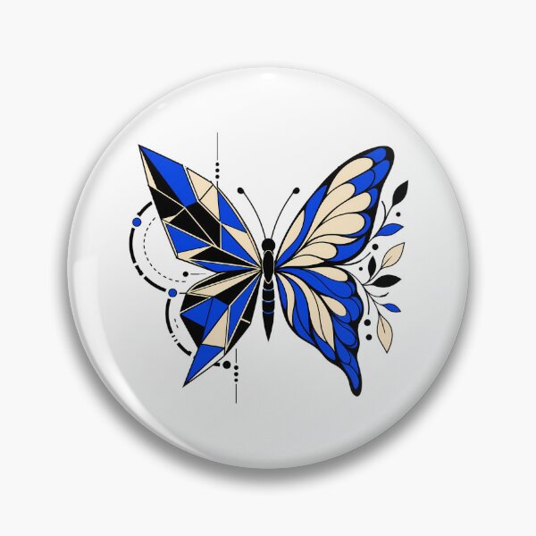 Item preview, Split Geometric Botanical Butterfly in Cobalt Blue designed and sold by The Midnight Archive.