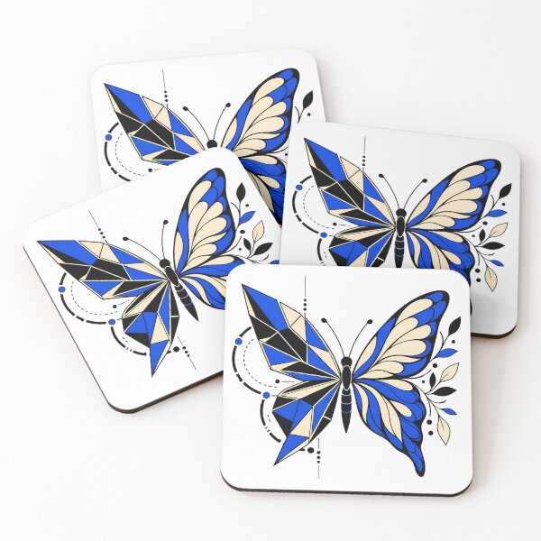 Item preview, Split Geometric Botanical Butterfly in Cobalt Blue designed and sold by The Midnight Archive.