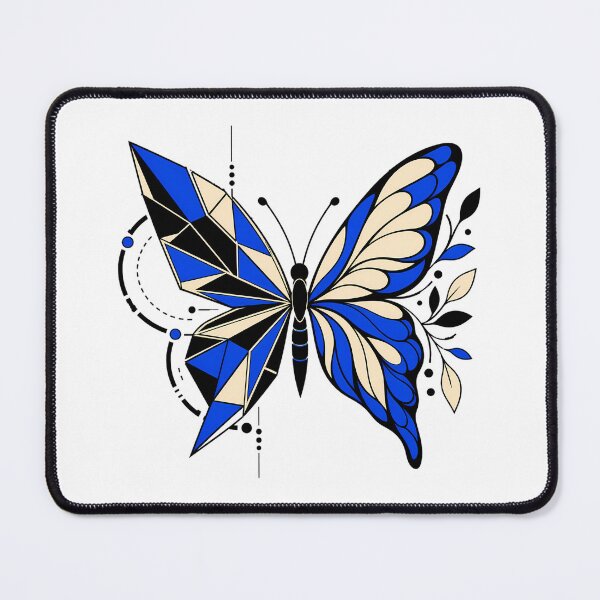Item preview, Split Geometric Botanical Butterfly in Cobalt Blue designed and sold by The Midnight Archive.