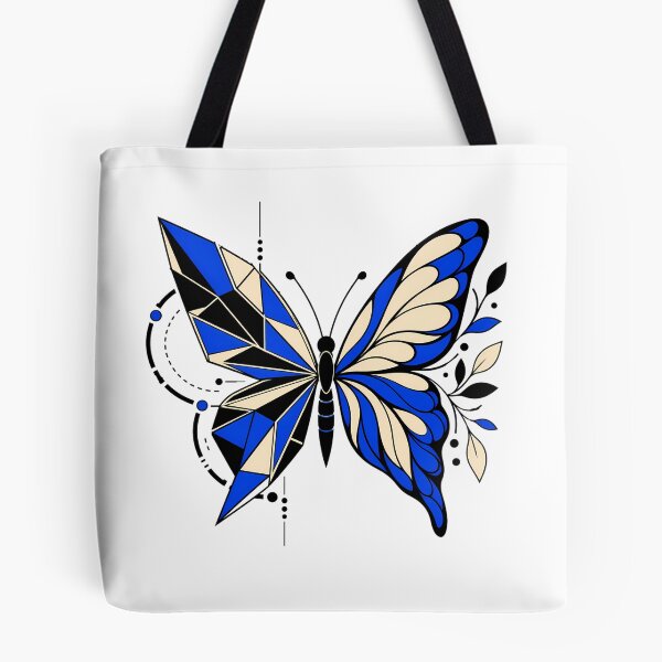 Item preview, Split Geometric Botanical Butterfly in Cobalt Blue designed and sold by The Midnight Archive.