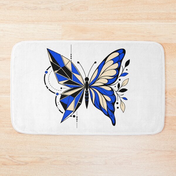 Item preview, Split Geometric Botanical Butterfly in Cobalt Blue designed and sold by The Midnight Archive.