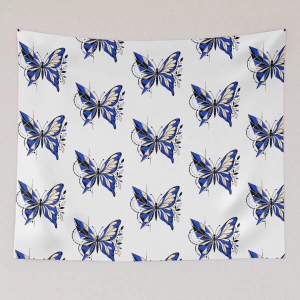 Item preview, Split Geometric Botanical Butterfly in Cobalt Blue designed and sold by The Midnight Archive.