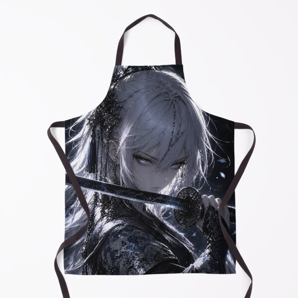 Item preview, Elegant White-Haired Samurai Maiden | Japanese Floral Fantasy Anime Art designed and sold by Dyan4.
