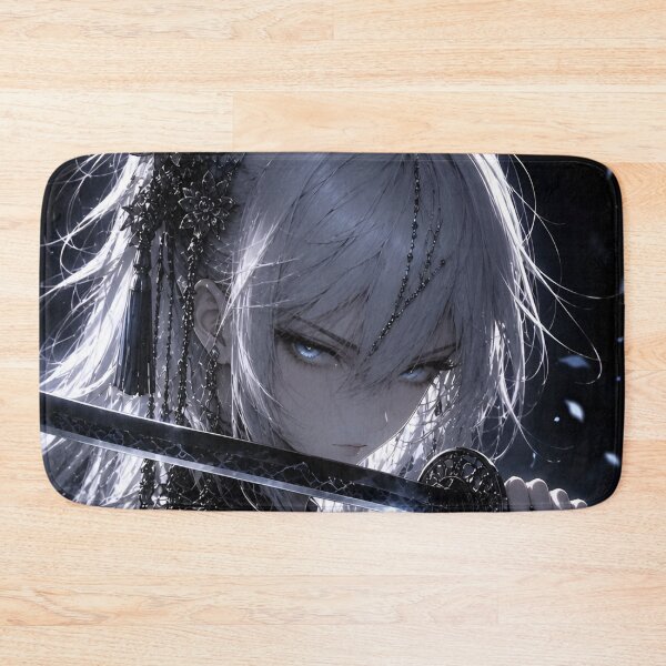 Item preview, Elegant White-Haired Samurai Maiden | Japanese Floral Fantasy Anime Art designed and sold by Dyan4.