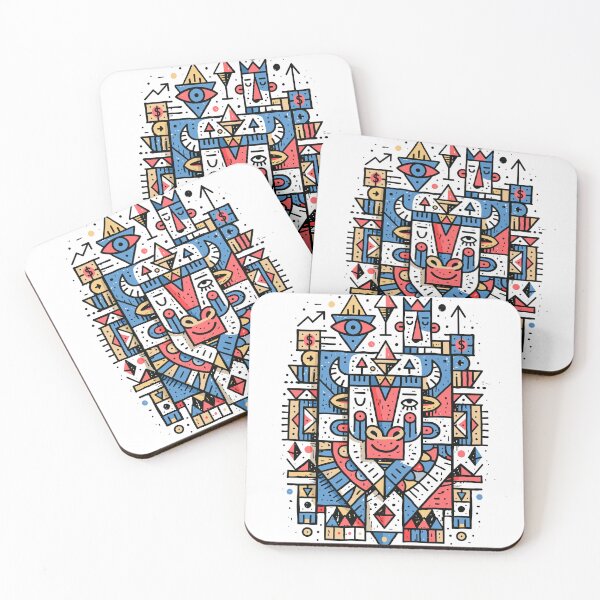 Artikelvorschau, Whimsical Geometric Bull: Mystical Folk Art Design entworfen und verkauft von Romgora.