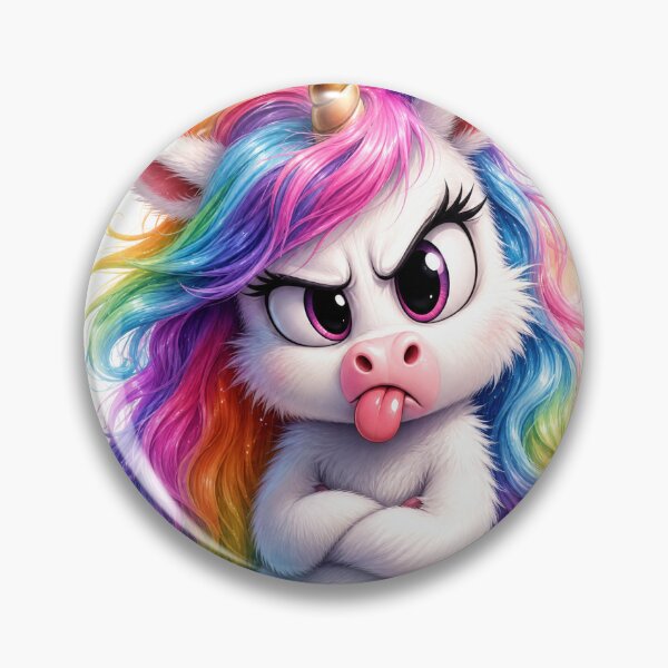 Item preview, Cute Grumpy Unicorn with Rainbow Hair designed and sold by Cartoonproject.