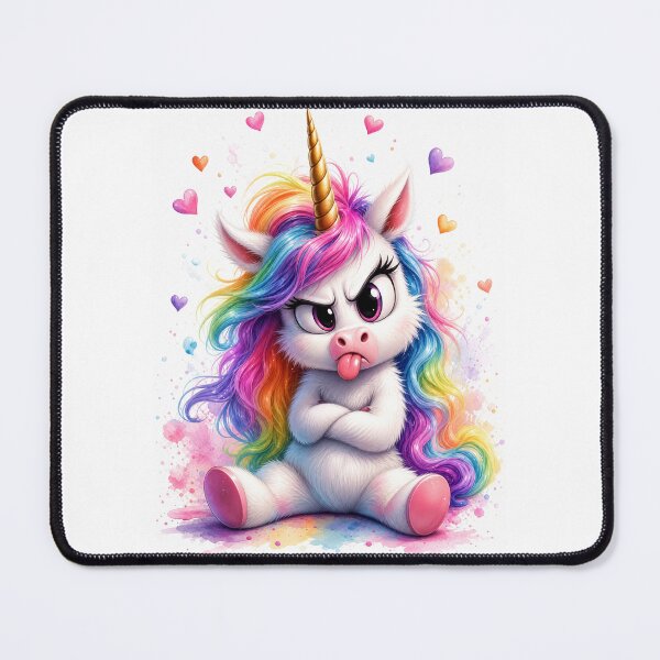 Item preview, Cute Grumpy Unicorn with Rainbow Hair designed and sold by Cartoonproject.