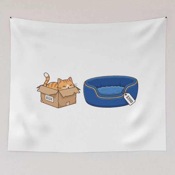 Item preview, Cat Logic: $200 Luxury Bed vs Cardboard Box designed and sold by HumourLabShop.