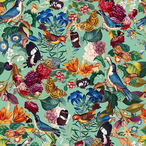 Vista previa del artículo con la obra «Symphony of Birds and Butterflies», diseñado y vendido por Burcu Korkmazyurek.