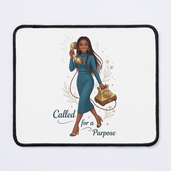 Item preview, Called for A Purpose - Black Woman With Gold Vintage Phone designed and sold by Amanio.