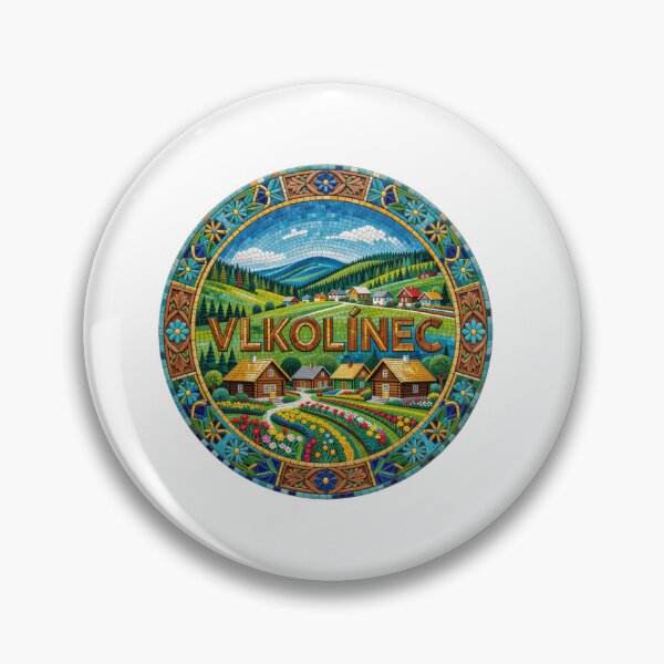 Item preview, Vlkolinec Wooden Village Mosaic Travel Sticker Summer Souvenir designed and sold by Imaginarium of Chaos falcon88 .
