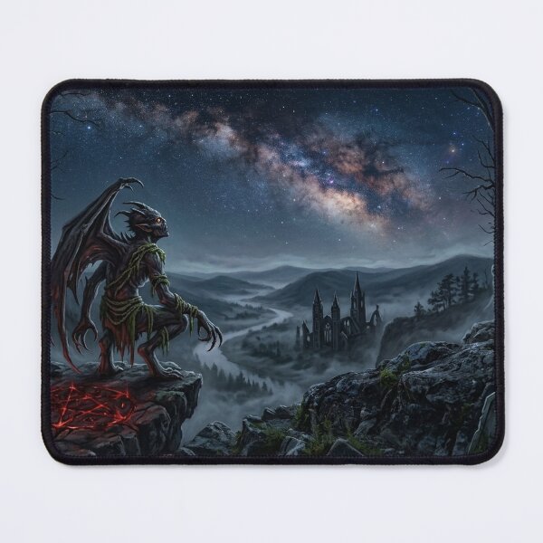 Item preview, Dark Gargoyle Demon Under the Milky Way – Gothic Graveyard Fantasy designed and sold by RoyArt0.