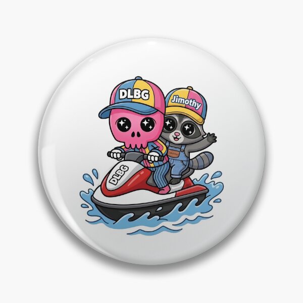 Item preview, DLBG Pink Skull & Jimothy Raccoon Jet Ski Adventure designed and sold by DLBG-STORE.
