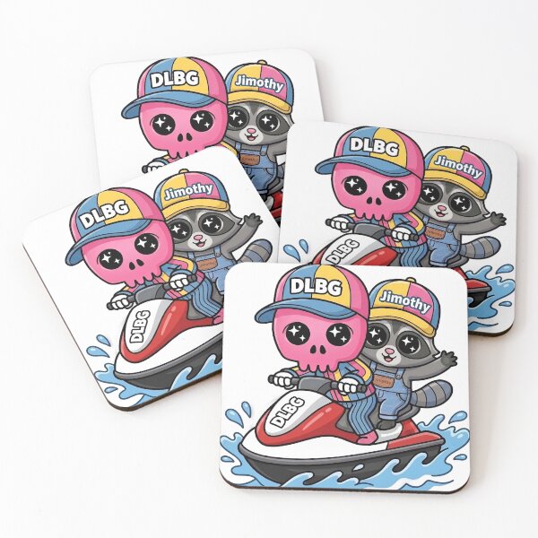 Aperçu de l'œuvre Aventure en jet ski DLBG Crâne rose et Jimothy Raton laveur créée et vendue par DLBG-STORE.