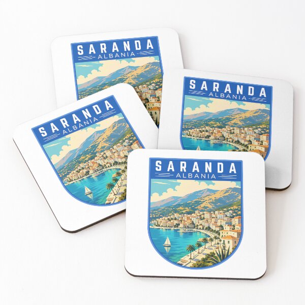 Item preview, Saranda (Sarandë) in Albania, Vintage Travel Art Badge designed and sold by MaateoDesign.