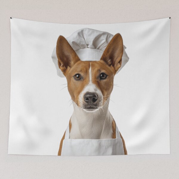 Item preview, Basenji Chef Dog Funny Cooking Apron Hat Cute Pet Portrait designed and sold by LazyOwlStore.