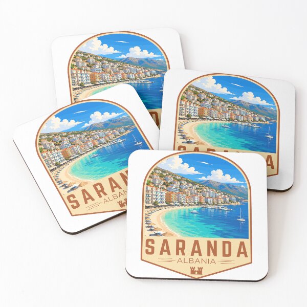 Item preview, Saranda (Sarandë) in Albania, Retro Travel Art Emblem designed and sold by MaateoDesign.