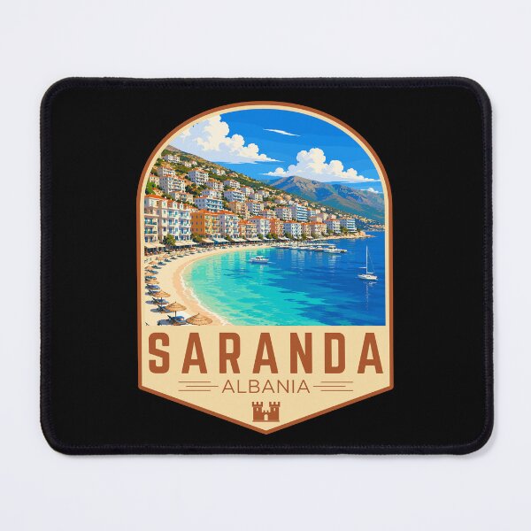 Item preview, Saranda (Sarandë) in Albania, Retro Travel Art Emblem designed and sold by MaateoDesign.