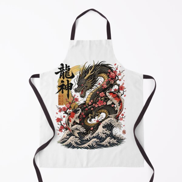 Item preview, Japanese Dragon & Koi - Sakura Waves Ukiyo-e Art designed and sold by Wear-X.