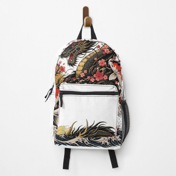 Item preview, Japanese Dragon & Koi - Sakura Waves Ukiyo-e Art designed and sold by Wear-X.