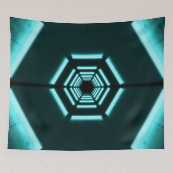 Item preview, Hexagonal Tunnel & Cyan Neon Lights designed and sold by Electric Shock!! Design.